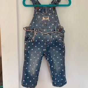 Oshkosh denim overalls with polka dots